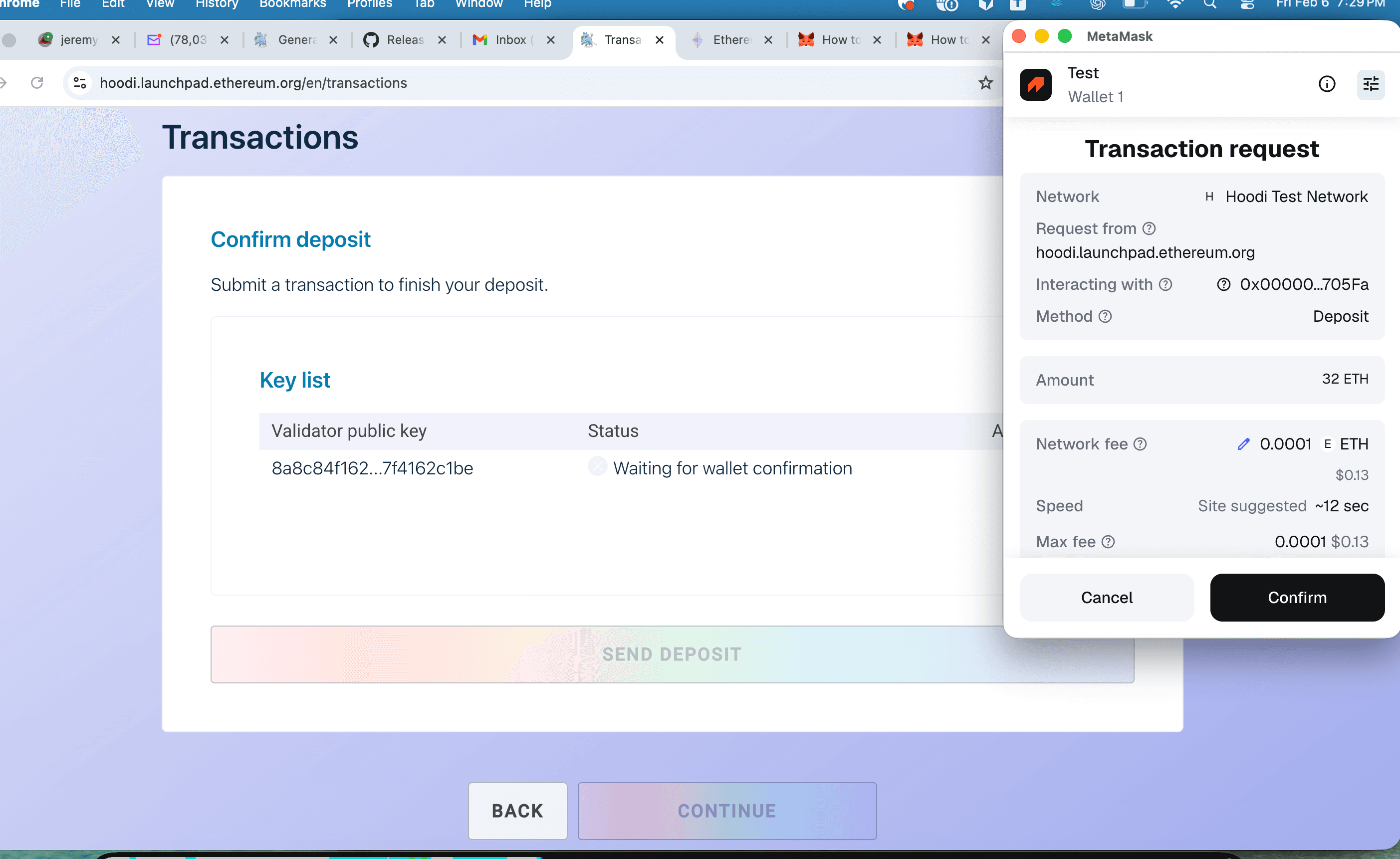 Connect wallet for deposit