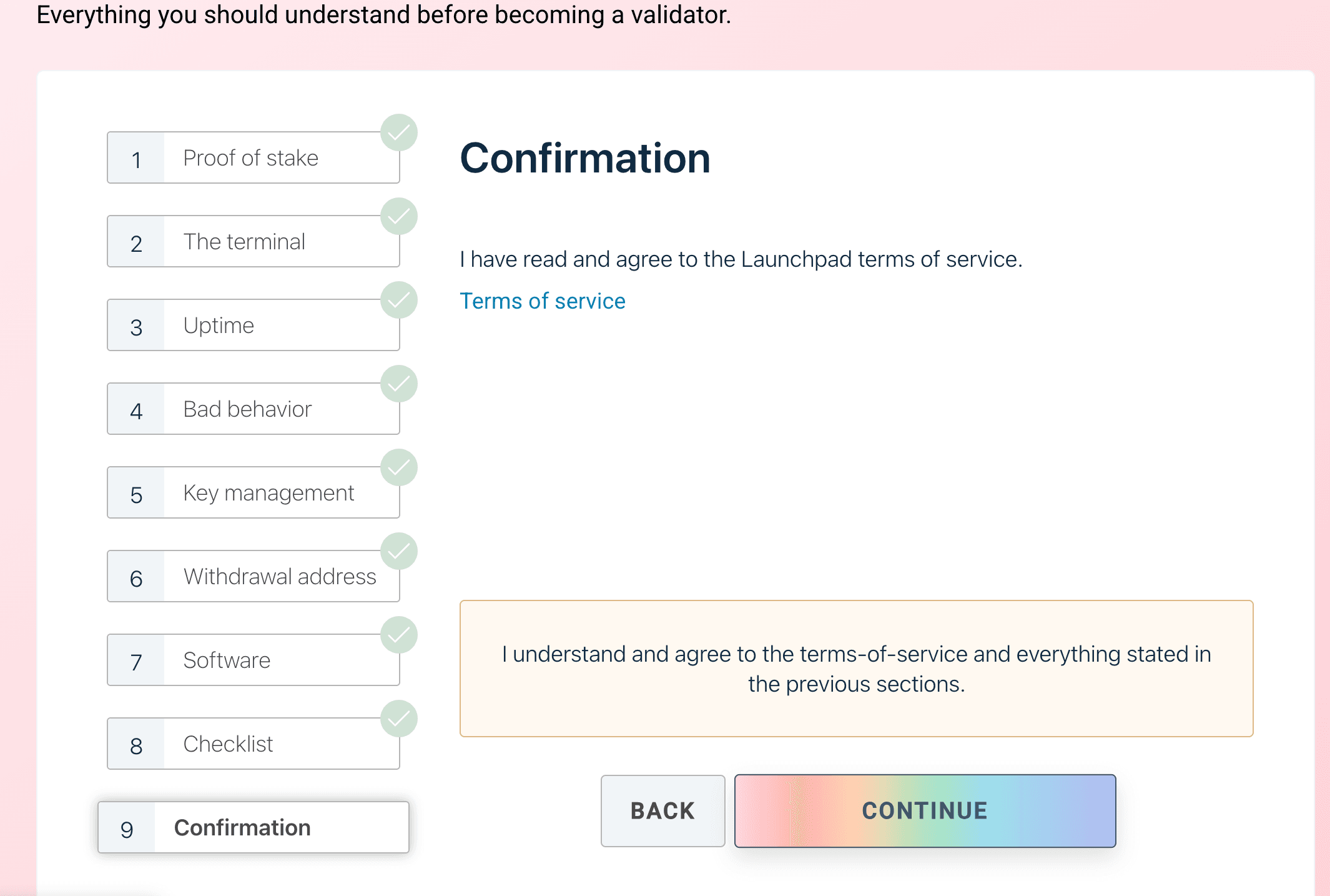 Steps before deposit confirmation