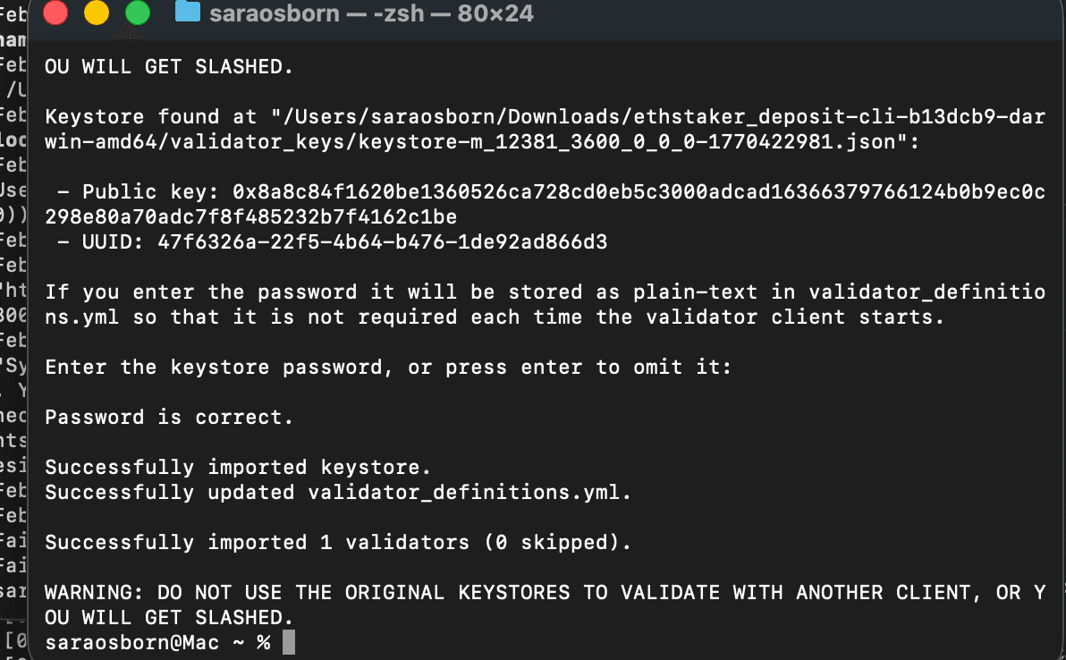 Successful validator import