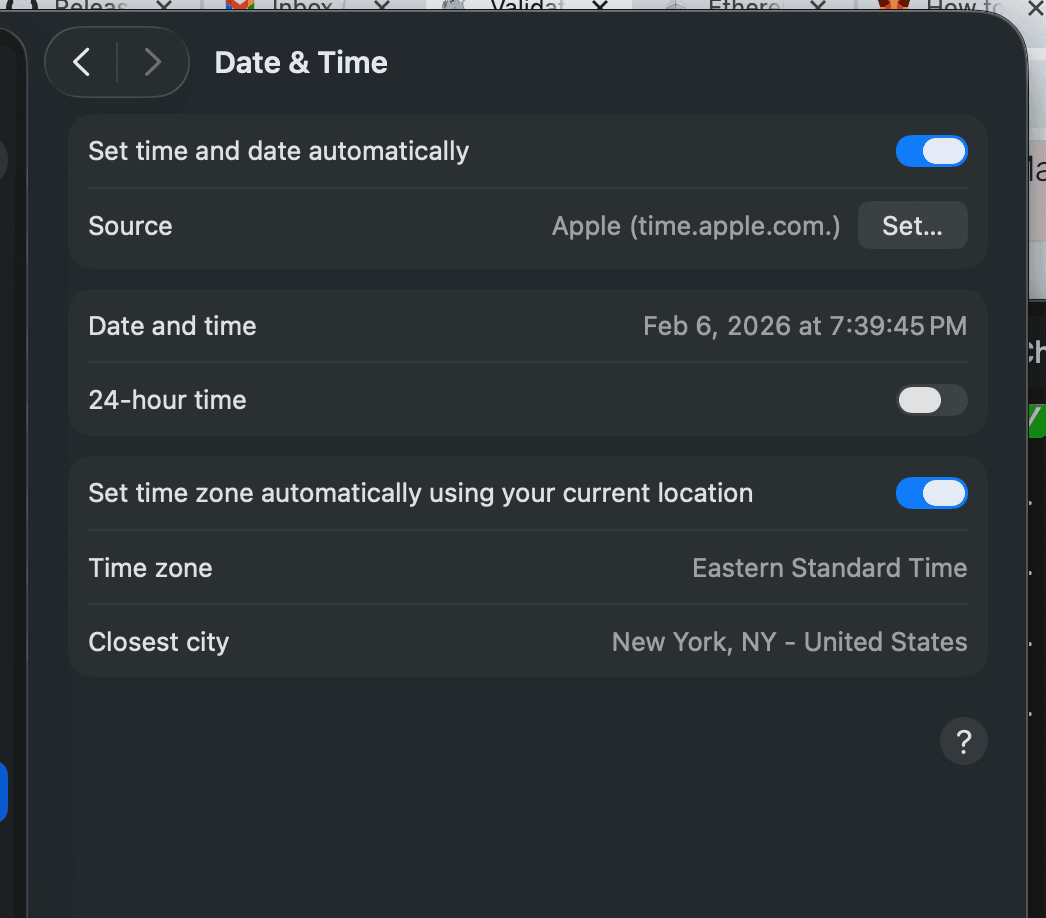 Verify date and time